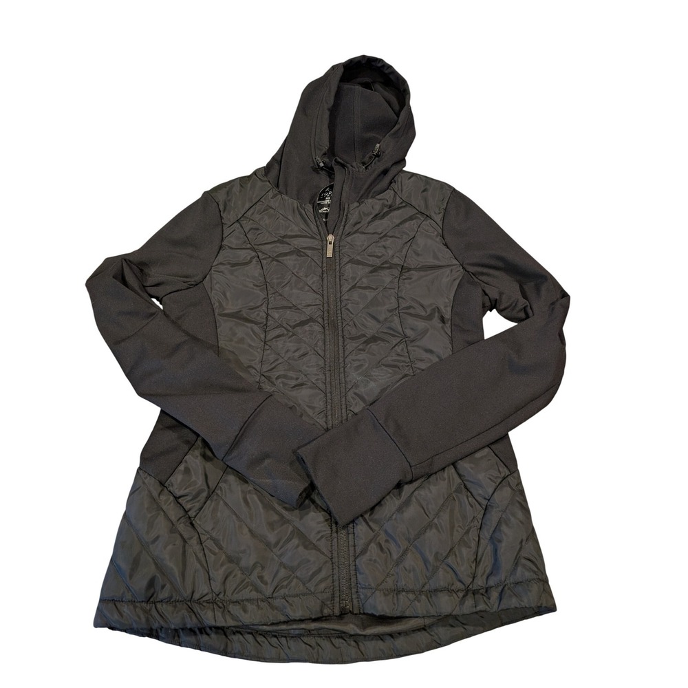 Kyodan Hooded Jacket Outdoor Womens Black Quilted Hybrid Thumbholes S